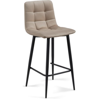 Стул барный «Чилли К», 430×420×930 мм, металл/велюр, цвет черный/бежевый