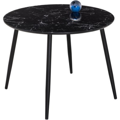 Стол стеклянный «Кловис», 1000×1000×760 мм, цвет чёрный мрамор/чёрный