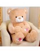 Мягкая игрушка «Медведь» с сердцем, 115 см, цвет бежевый - Фото 3