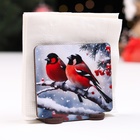 Салфетница №3 "Снегири", квадратная (комплект 2 шт) - фото 25285362