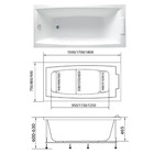 Ванна акриловая 1MarKa Aelita, 170×75 см, без каркаса и панели - Фото 5