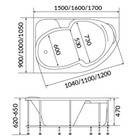 Ванна акриловая 1MarKa DIANA, 160×100 см, правая, без каркаса и панели - Фото 5