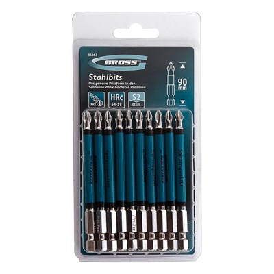 Набор бит Gross, сталь S2, PH2×90 мм, 10 шт.