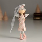 Сувенир полистоун подвеска "Девочка-ангел в розовой шапке" 4,5х2,5х10,5 см - фото 110773457