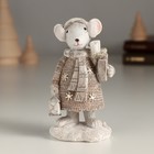 Сувенир полистоун "Белая мышка с покупками в руках" 5,5х4х10 см - фото 307161582