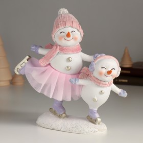 Сувенир полистоун "Счастливые снеговички на коньках" 17х6х18 см
