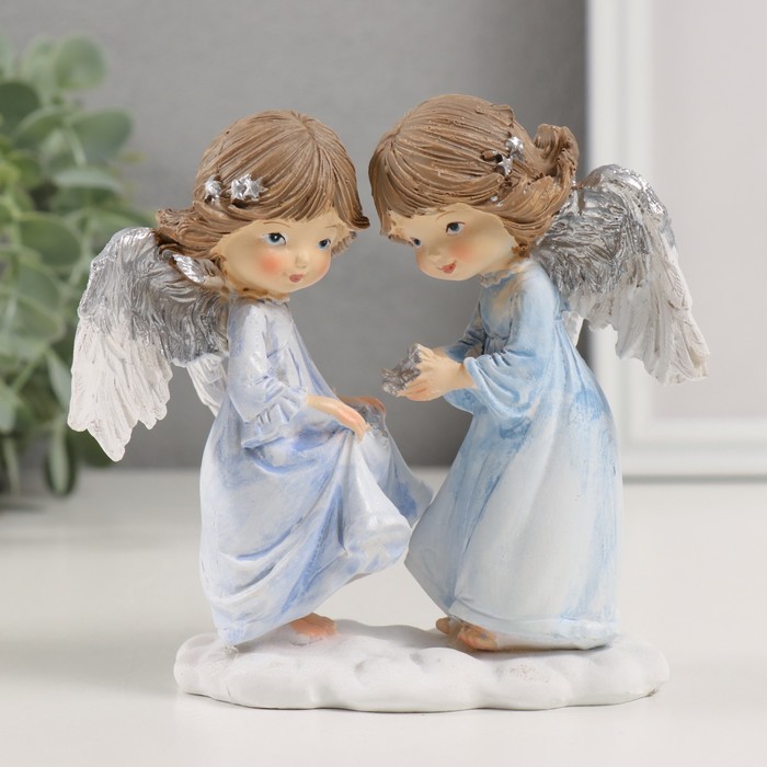 Фигурка полистоун «Ангелочки в голубых платьях», 12.5×7×12 см - Фото 1