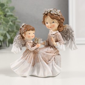 Сувенир полистоун "Мама-ангел с дочкой" 11,5х7х12 см