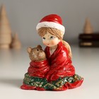 Сувенир полистоун "Малышка в красном пледе с медвежонком" 7,5х6х8,5 см - фото 307161734