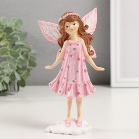 Сувенир полистоун "Девочка-ангел с розовым венком в волосах" 9х6,5х16,5 см