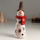 Подсвечник керамика на 1 свечу "Длинный снеговичок со звёздочками" 7х7,3х20,6 см - фото 321810736