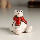 Сувенир керамика "Белый мишка в красном шарфике" 4,5х4,5х5 см - фото 307161874
