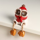 Сувенир керамика "Совенок в красном шарфе с висячими ножками" 7,2х7,3х8 см - фото 24716585