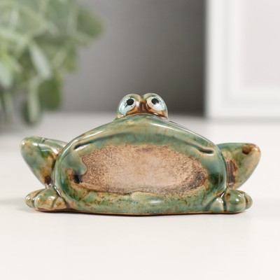 Фигурка керамика «Зеленая лягушка со сложенными лапками», 4.6×9×5.6 см