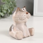 Сувенир керамика "Серая кошечка с пятнистыми ушками" 7,7х9х9,2 см - фото 24716667