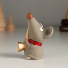 Сувенир керамика "Серый мышонок-трубач" 5,1х5,1х7,5 см - фото 321810847