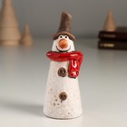 Сувенир керамика "Снеговик в цилиндре и красном шарфике" 4,2х4,3х11,5 см - фото 307162035