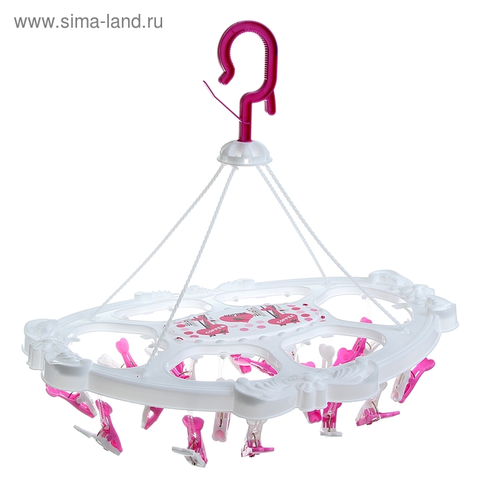 Сушилка для белья подвесная овальная 18 прищепок, 41х30 см, цвет МИКС - Фото 1