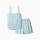 Пижама женская (майка/шорты), цвет голубой, размер 46 - фото 321795040