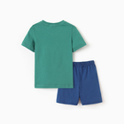 Комплект для мальчика "Динозавры" (футболка/шорты), цвет темно-зелёный/синий, рост 104-110 см - Фото 5