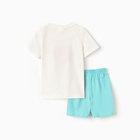 Комплект для девочки "Девочка" (футболка/шорты), цвет молочный/бирюзовый, рост 98-104 см - фото 24720837