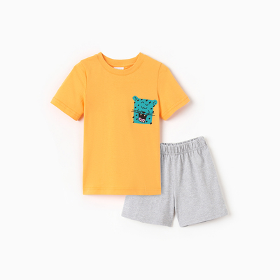 Комплект для мальчика "Тигр" (футболка/шорты), цвет оранжевый/серый, рост 98-104 см