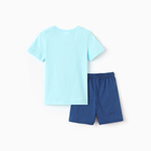 Комплект для мальчика "Киты" (футболка/шорты), цвет голубой/синий, рост 110-116 см - фото 24720917