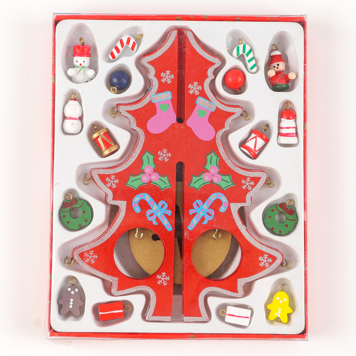 УЦЕНКА Сувенир новогодний «Ель на подставке» с серебристым контуром и звездой 20 см, цвет МИКС - Фото 1