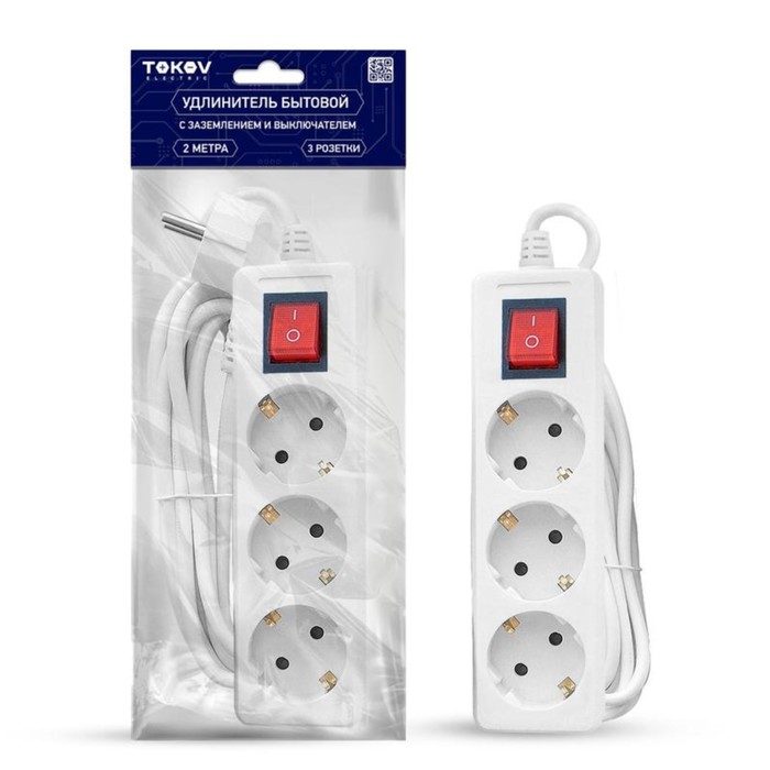 

Удлинитель 3х2м с заземл. с выкл. 16А 3х1 TOKOV ELECTRIC TKE-C01-BU3-2-1-ZV