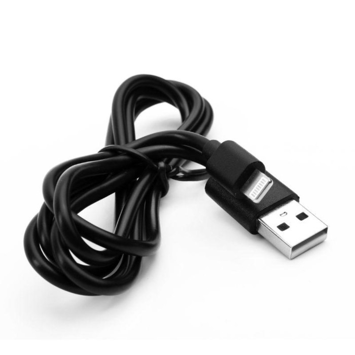 Кабель USB-Lightning 2А 1м зарядка + передача данных черн. (пакет) ERGOLUX 15092 - Фото 1