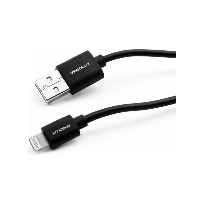 Кабель USB-Lightning 2А 1м зарядка + передача данных черн. (пакет) ERGOLUX 15092 - фото 51644398