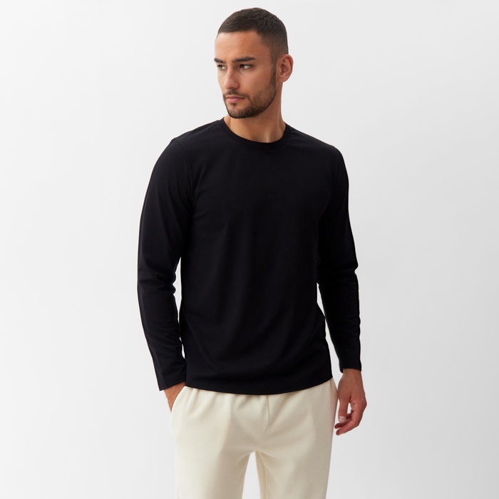 Лонгслив мужской MINAKU: Basic line MAN, размер 46, чёрный - Фото 1