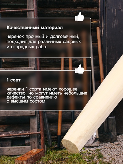 Черенок берёзовый, d=40 мм, длина 120 см, 1 сорт, Greengo