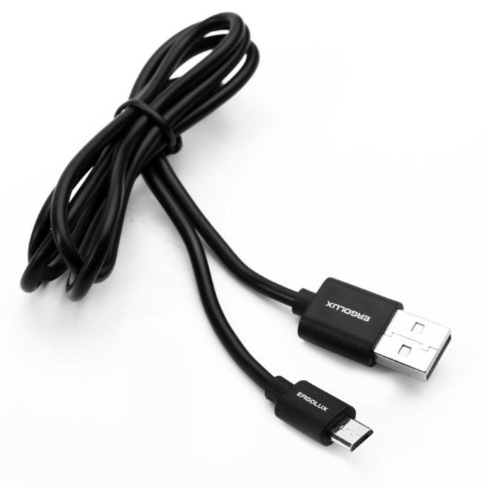 Кабель USB Micro USB 2А 1м зарядка + передача данных черн. (пакет) ERGOLUX 15088 - Фото 1