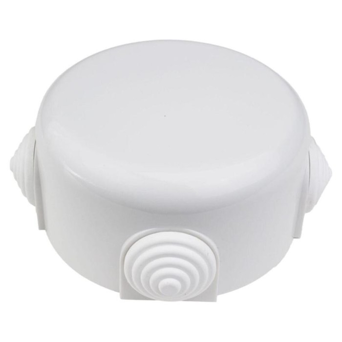 Коробка распределительная 90мм R (4 кабельных ввода в комплекте) пластик бел. Bironi R1-523-21-K - Фото 1