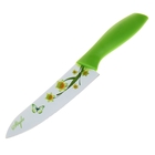 Нож кухонный с антиналипающим покрытием Доляна «Нарцисс», лезвие 15,5 см, цвет зелёный - Фото 1
