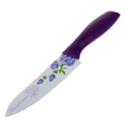 Нож кухонный с антиналипающим покрытием Доляна «Сиреневая роза», лезвие 15,5 см, цвет фиолетовый - Фото 1