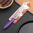 Нож кухонный с антиналипающим покрытием Доляна «Сиреневая роза», лезвие 13 см, цвет фиолетовый - Фото 2