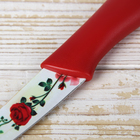 Нож кухонный с антиналипающим покрытием Доляна «Розарий», лезвие 8 см, цвет красный - Фото 3