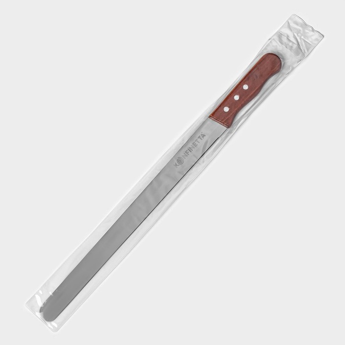 Нож для бисквита ровный край KONFINETTA, длина лезвия 35 см, деревянная ручка - фото 1906790988