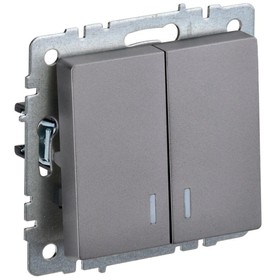 Выключатель 2-кл. СП BRITE ВС10-2-1-БрС 10А с инд. сталь IEK BR-V20-1-10-K46 10678578