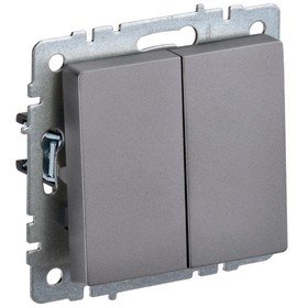 Выключатель проходной 2-кл. СП BRITE ВС10-2-6-БрС 10А сталь IEK BR-V22-0-10-K46 10678633