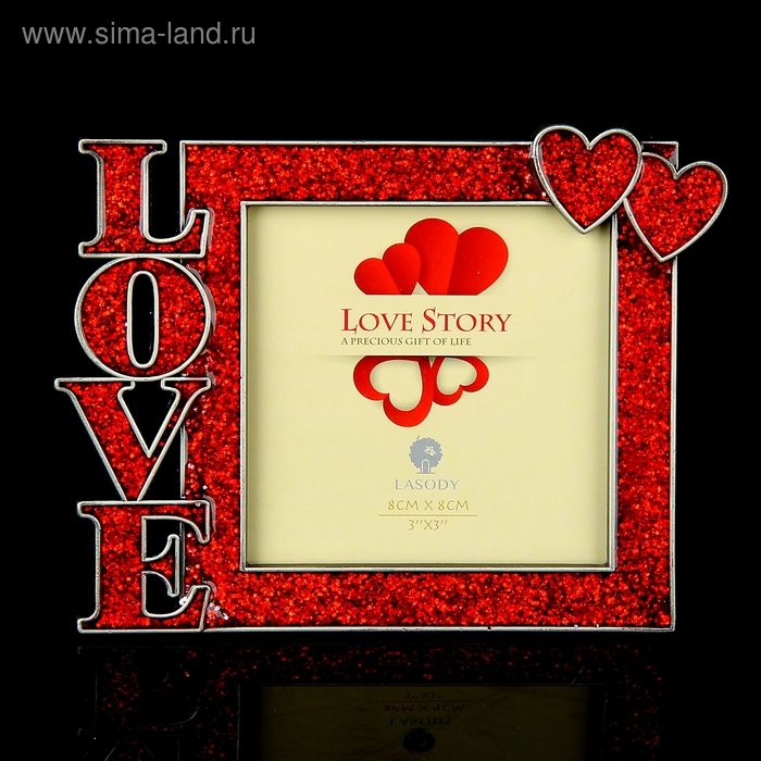Фоторамка металл "Любовь" красная 8х8 см - Фото 1