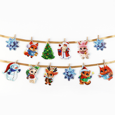 Гирлянда бумажная на ленте с фантами «Новогодняя», длина 150 см