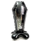 Воздушный шар фольгированный на Хэллоуин 58" «Чёрный гроб на подставке», под воздух - Фото 4