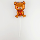 Воздушный шар фольгированный 16" «Мишка с сердцем», фигура, для палочки - Фото 3