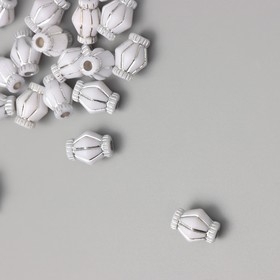Бусины для творчества пластик "Ромб" бело-серебристые набор 20 гр 1,3х0,8х0,8 см