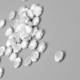 Бусины для творчества пластик "Ракушка" бело-серебристые набор 20 гр 1х1х0,4 см