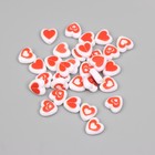Бусины для творчества пластик "Нарисованное сердце" бело-красные набор 30 шт 0,8х0,4 см - фото 321795311