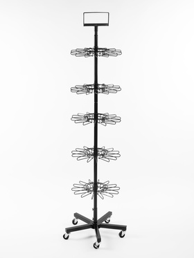 Вертушка, 5 ярусов по 14 крючков stop Lock. чёрная, 40×40×178 см